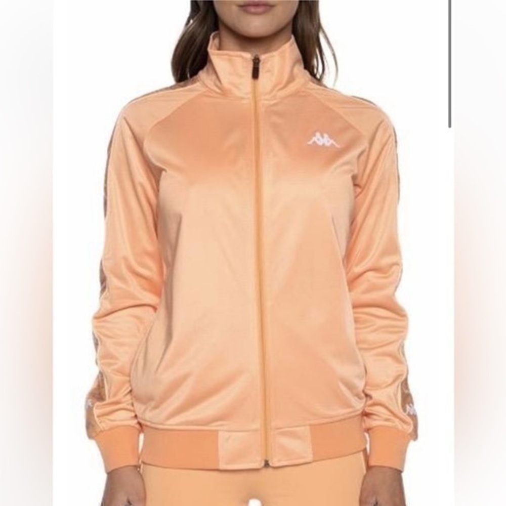 NWT Kappa 222 Banda Blaston Track Jacket - Peach/White/ Pink Blush Size M